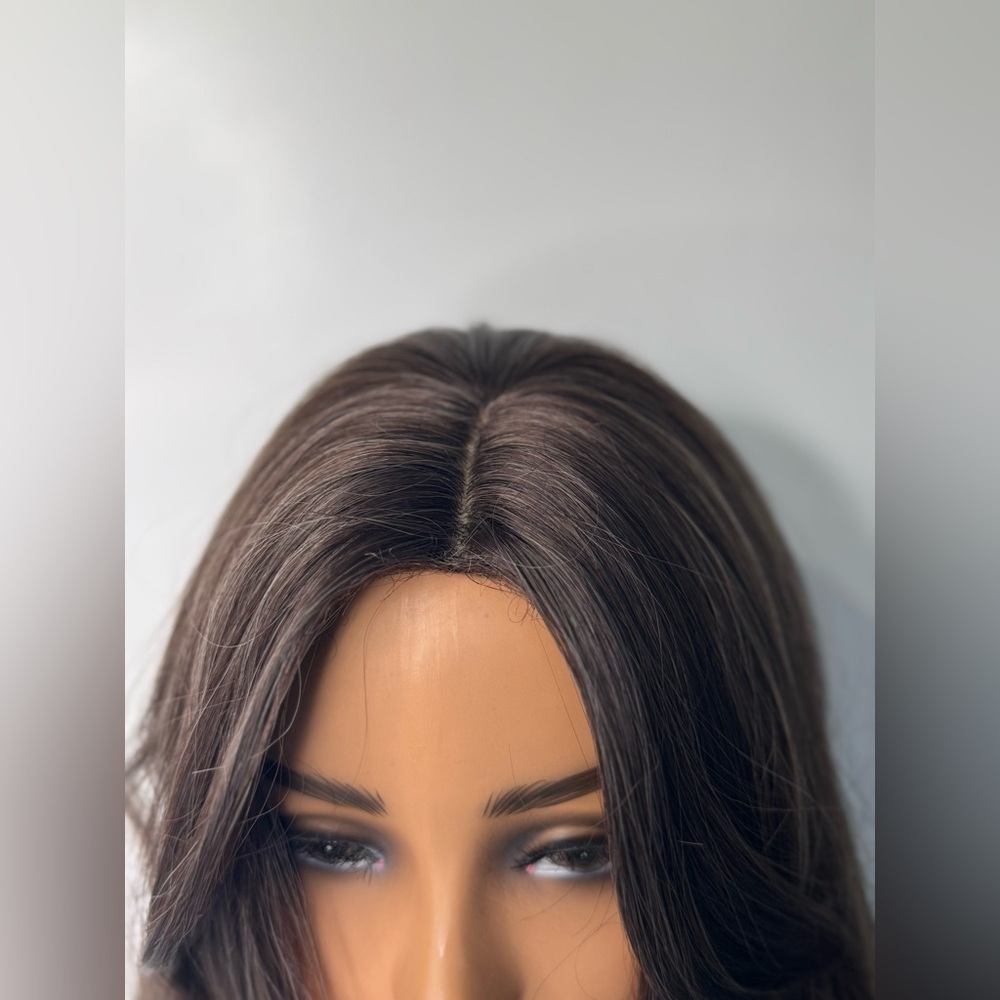 Long Wavy Brown Wig with Highlights – Natural Looking Heat Resistant Synthetic - Picture 6 of 11